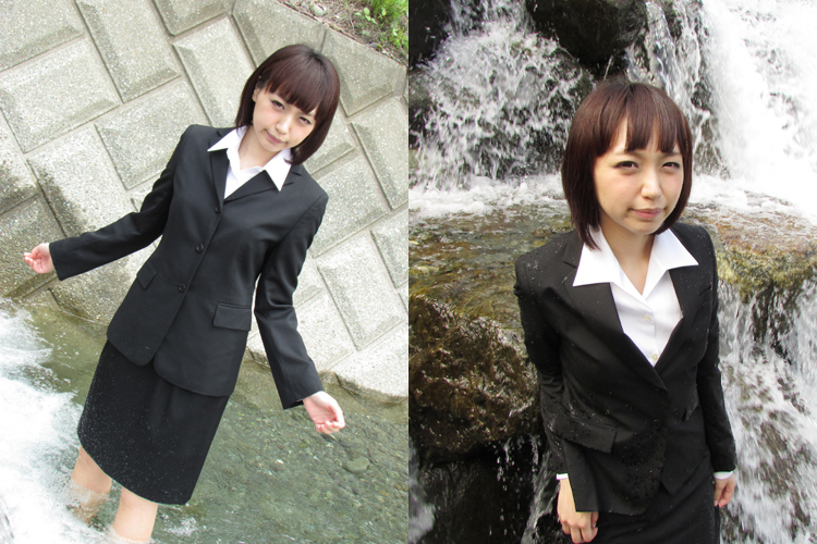 Japanese Wetandmessy With Suit Or Outfit For Office Pleasant Sensations Of Cold Water