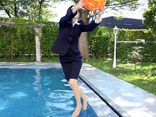 Japanese Wet&Messy with suit or outfit for office: Pool Party Wetlook